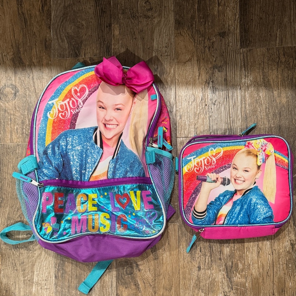 JoJo Siwa Rainbow Backpack and Lunchbox Set - Purple and Blue